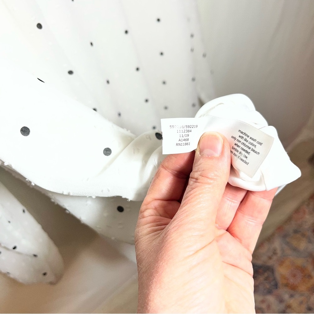 Lane Bryant White and Black Polka Dot Button-Front Blouse built in lining - Picture 7 of 11